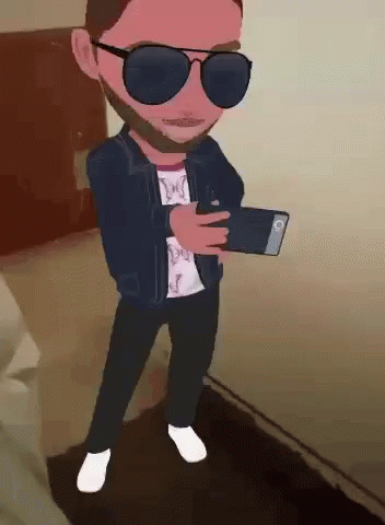 A Cartoon Of A Man Wearing Sunglasses And Holding A Phone GIF