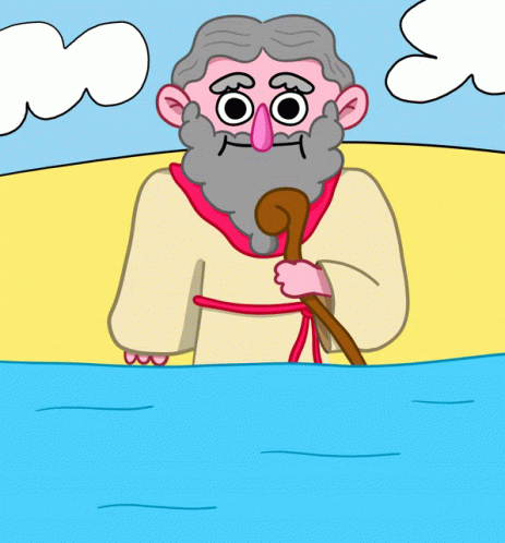 A Cartoon Of A Man With A Beard And A Cane GIF
