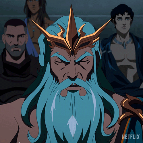 A Cartoon Of A Man With A Beard And A Crown With A Netflix Logo In The Corner GIF