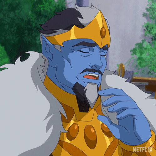 A Cartoon Of A Man With A Beard And A Crown With The Word Netflix On The Bottom GIF