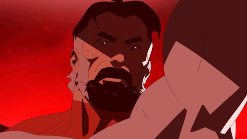 A Cartoon Of A Man With A Beard And A Shadow On His Face GIF