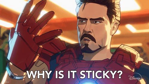 A Cartoon Of A Man With A Beard And Mustache Says Why Is It Sticky GIF