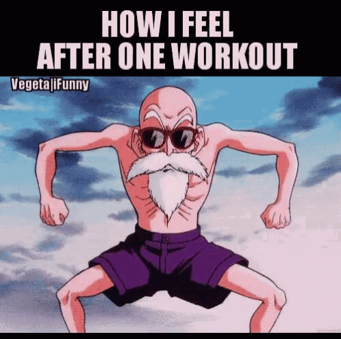 A Cartoon Of A Man With A Beard And Sunglasses Says " How I Feel After One Workout " GIF