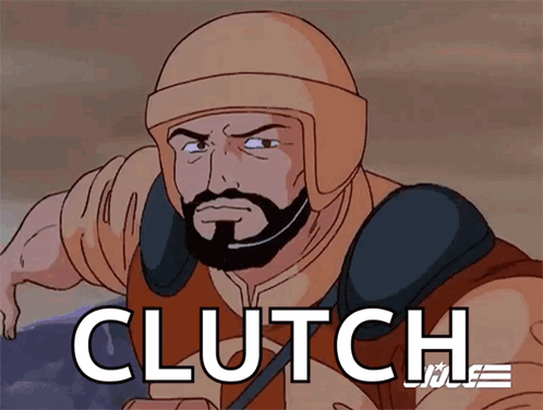 A Cartoon Of A Man With A Beard And The Word Clutch GIF