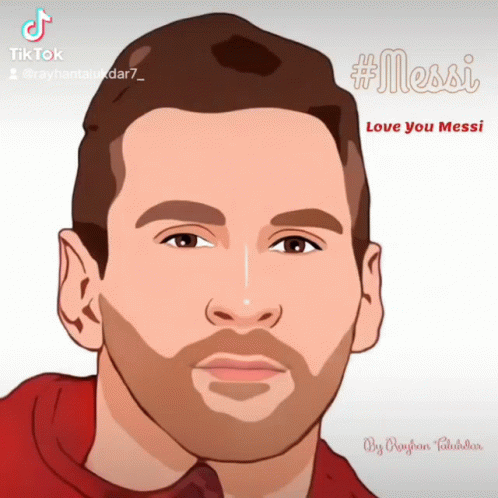 A Cartoon Of A Man With A Beard And The Words Love You Messi GIF