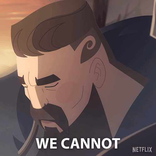 A Cartoon Of A Man With A Beard And The Words " We Cannot " Below Him GIF