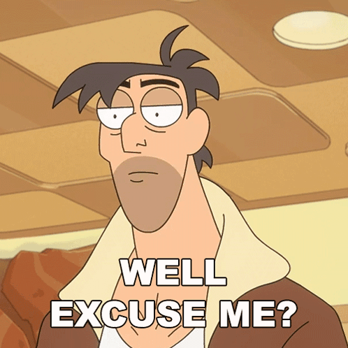 A Cartoon Of A Man With A Beard And The Words Well Excuse Me GIF