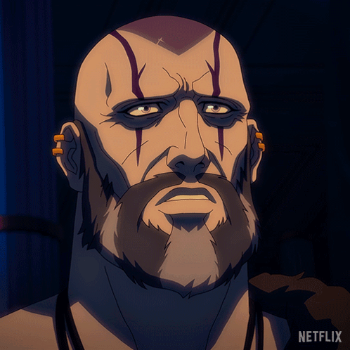 A Cartoon Of A Man With A Beard Has A Netflix Logo On The Bottom GIF