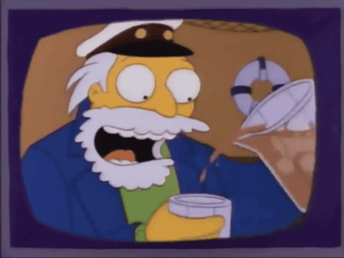 A Cartoon Of A Man With A Beard Holding A Can And A Glass GIF