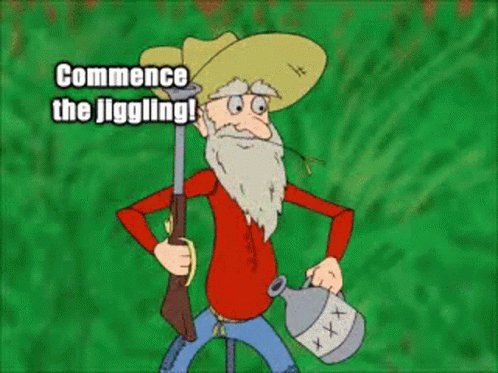 Cartoon Man With Gun And Watering Can GIF