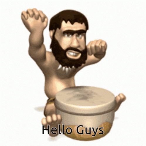 A Cartoon Of A Man With A Beard Is Holding A Pot And Says Hello Guys GIF