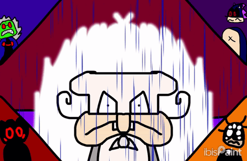 A Cartoon Of A Man With A Beard Is Surrounded By Other Cartoon Characters And The Word Ibispaint Is On The Bottom Right GIF