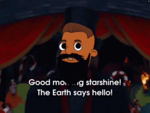 A Cartoon Of A Man With A Beard Says Good Morning Starshine GIF