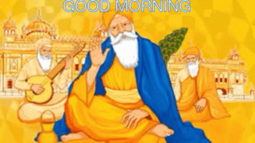 A Cartoon Of A Man With A Beard Sitting On A Bed . GIF