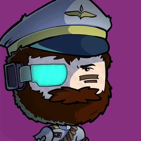 A Cartoon Of A Man With A Beard Wearing A Military Hat And Goggles GIF