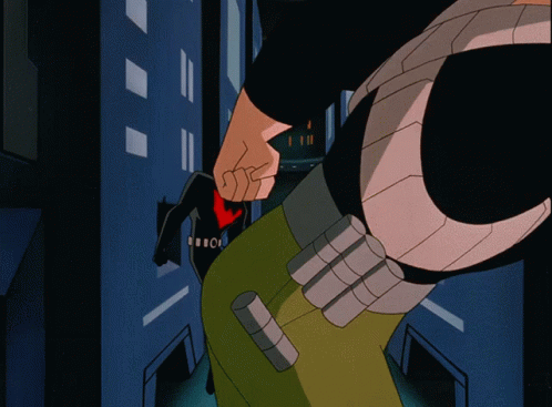 A Cartoon Of A Man With A Belt That Says ' I ' On It GIF