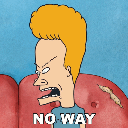 A Cartoon Of A Man With A Big Head And The Word Noway On The Bottom GIF