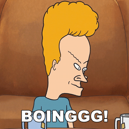 A Cartoon Of A Man With A Big Head And The Words Boinggg GIF