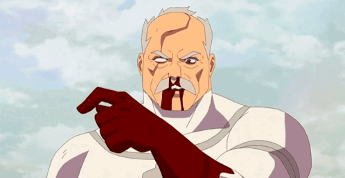 A Cartoon Of A Man With A Bloody Nose And A Red Glove GIF