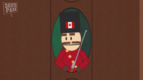 A Cartoon Of A Man With A Canadian Flag On His Hat And The Words Impossible Below Him GIF