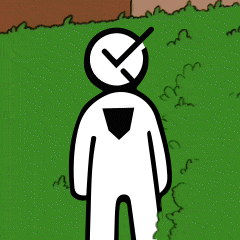 A Cartoon Of A Man With A Check Mark On His Face GIF