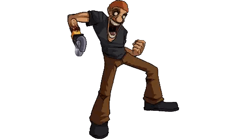 a cartoon of a man with a claw on his arm