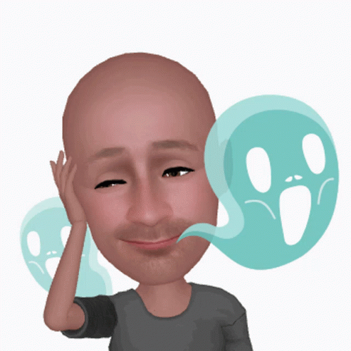 A Cartoon Of A Man With A Ghost Behind His Head GIF