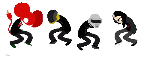 a cartoon of a man with a helmet and headphones
