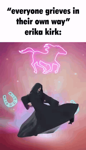 A Cartoon Of A Man With A Horse And The Words " Everyone Grieves In Their Own Way " On The Bottom GIF