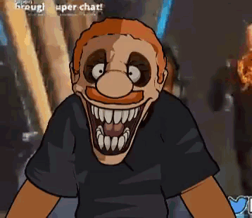 A Cartoon Of A Man With A Huge Smile On His Face And Big Teeth . GIF