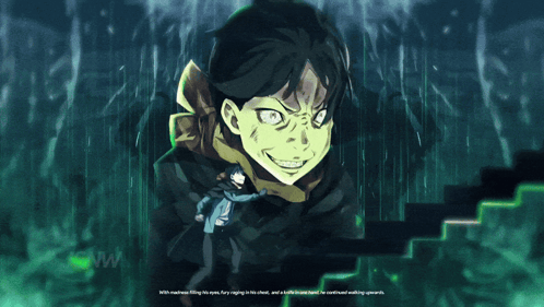 A Cartoon Of A Man With A Knife In One Hand GIF