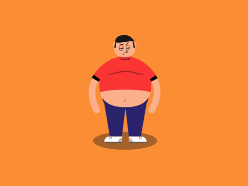 A Cartoon Of A Man With A Large Belly GIF