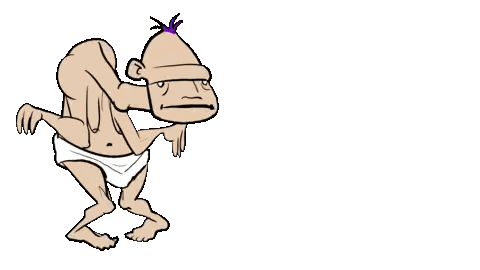 a cartoon of a man with a long neck and a green liquid coming out of his mouth