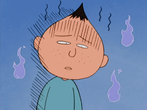 A Cartoon Of A Man With A Mohawk And A Purple Ghost Behind Him GIF