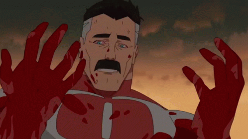 Cartoon Man With Mustache And Blood On Face GIF