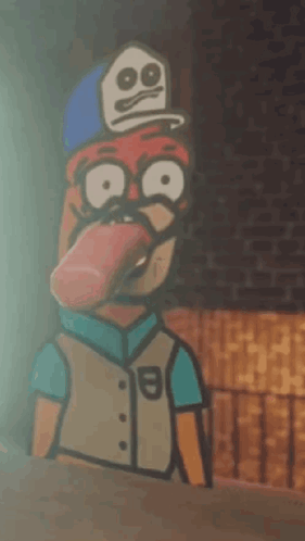 A Cartoon Of A Man With A Mustache And Glasses Is Licking A Bottle Of Ketchup . GIF