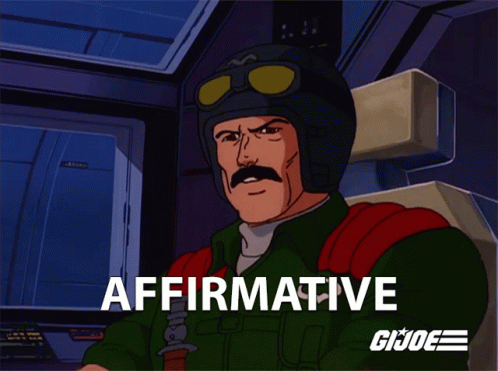 A Cartoon Of A Man With A Mustache And The Word Affirmative GIF