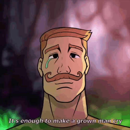 A Cartoon Of A Man With A Mustache Crying With The Words It 'S Enough To Make A Grown Man Cry GIF