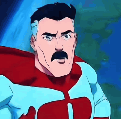 A Cartoon Of A Man With A Mustache Wearing A Red And White Suit GIF