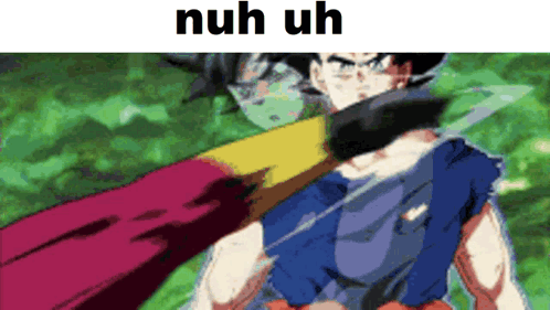 A Cartoon Of A Man With A Red Cape And The Words Nuh Uh On The Bottom GIF