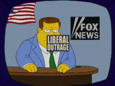 A Cartoon Of A Man With A Sign That Says Liberal Outrage GIF