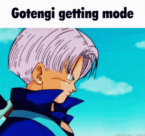 A Cartoon Of A Man With A Sword And The Words Gotengi Getting Mode Below Him GIF