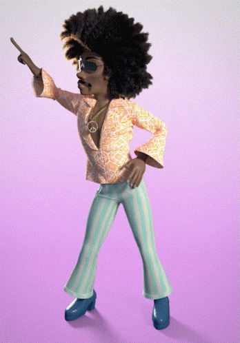 A Cartoon Of A Man With An Afro Pointing Up GIF