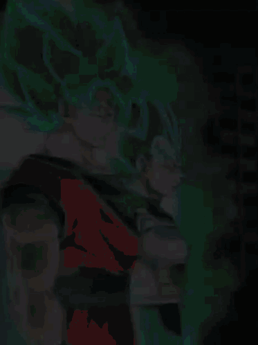 A Cartoon Of A Man With Blue Hair And The Words " I 'Ll Surpass All My Opponents No Matter How Formidable They Are GIF