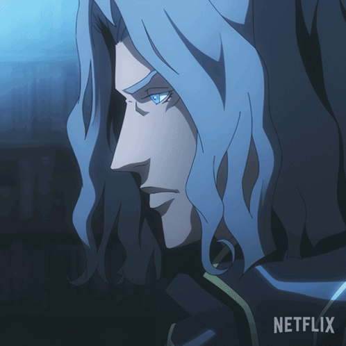 A Cartoon Of A Man With Blue Hair And The Words It Does GIF