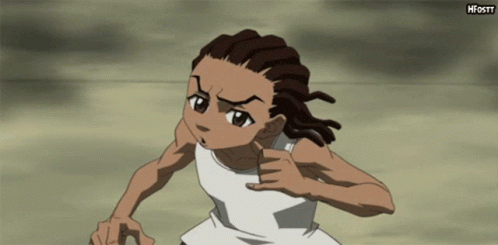 A Cartoon Of A Man With Dreadlocks And A White Shirt With The Word Hfostt On The Bottom Left GIF