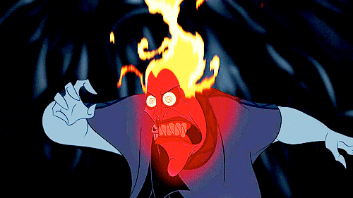 A Cartoon Of A Man With Flames Coming Out Of His Hair GIF