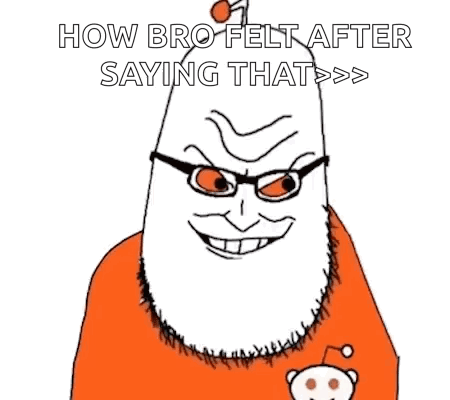 a cartoon of a man with glasses and a beard says how bro felt after saying that >