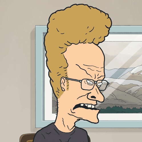 A Cartoon Of A Man With Glasses And A Big Mohawk Says " Huh " GIF