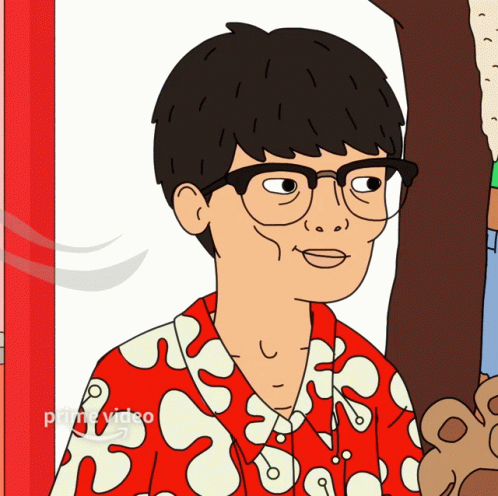 A Cartoon Of A Man With Glasses And A Shirt That Says Prime Video On It GIF